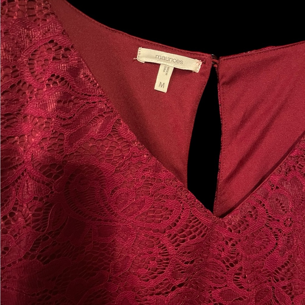 Maurices Deep Red Lace Romper/Dress - Picture 3 of 4